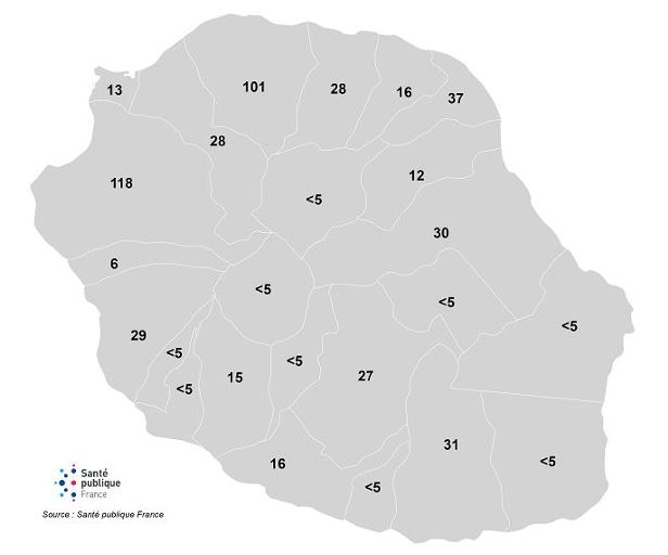 Evolution des cas de chikungunya à La réunion depuis le 1er janvier 2025