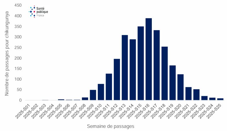 Evolution du nombre de passage aux urgences à La réunion